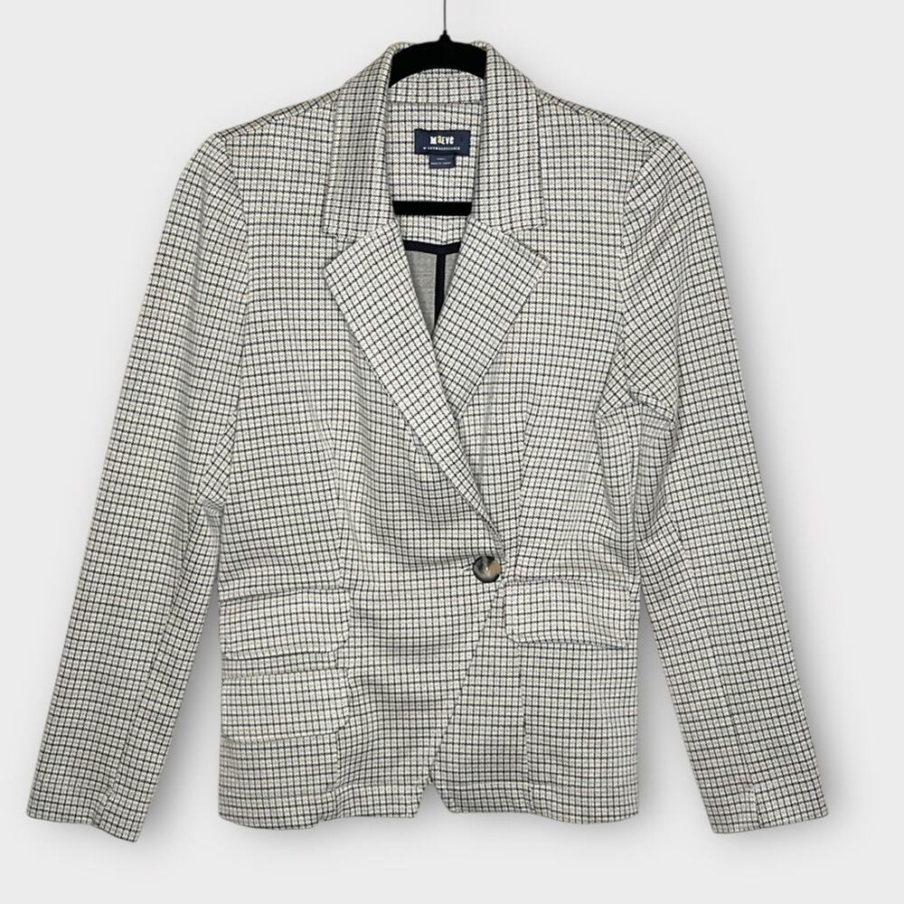 ANTHROPOLOGIE  Maeve Collegiate Knit Houndstooth Soft Blazer Jacket size XS - Picture 2 of 6